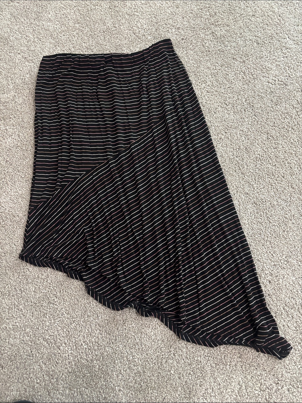 Apt. 9 Black Asymmetrical Midi Skirt with brown Stripes